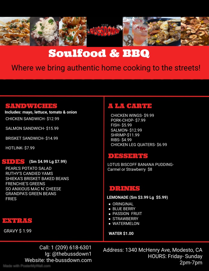 Soulfood and BBQ - The Menu at The Bussdown